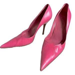 Vintage Y2K Cesare Paciotti Pink Leather Stilettos Pointed Toe High Heels Italy